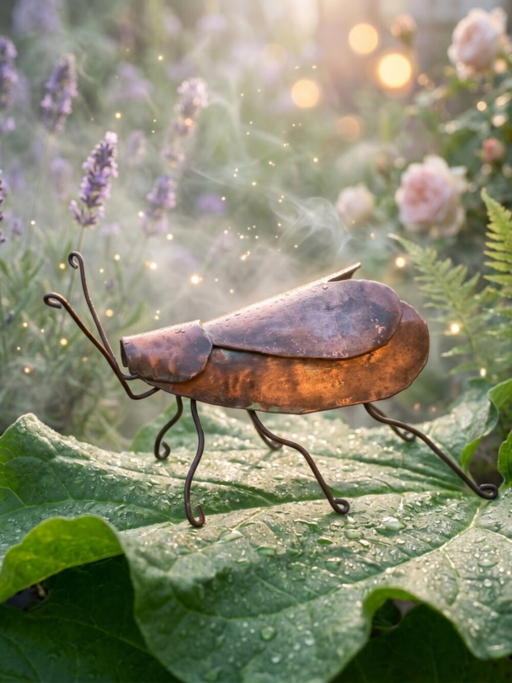Whimsical Original Handmade Metal Copper Insect Sculpture Garden Art Decor